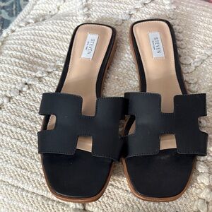 Steven Black Slide Sandals for Women